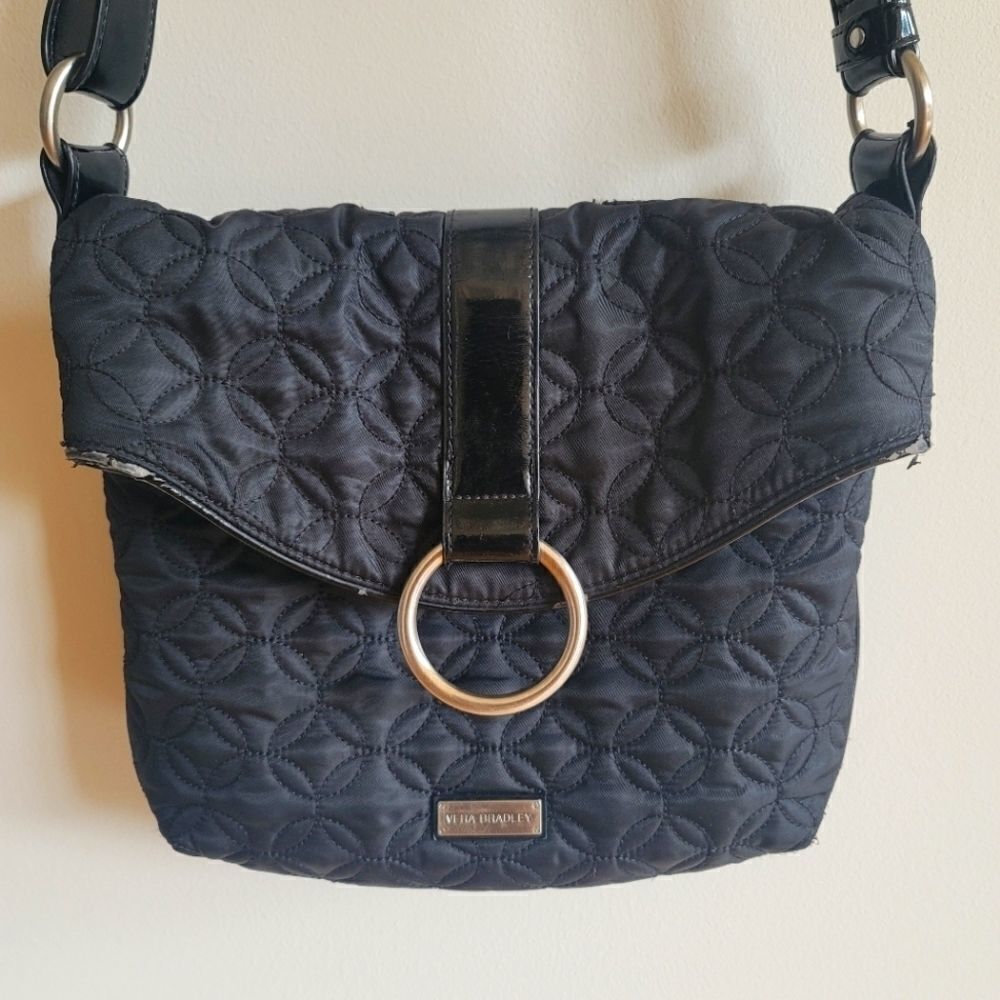 Vera Bradley Black Quilted Fold Over Bag